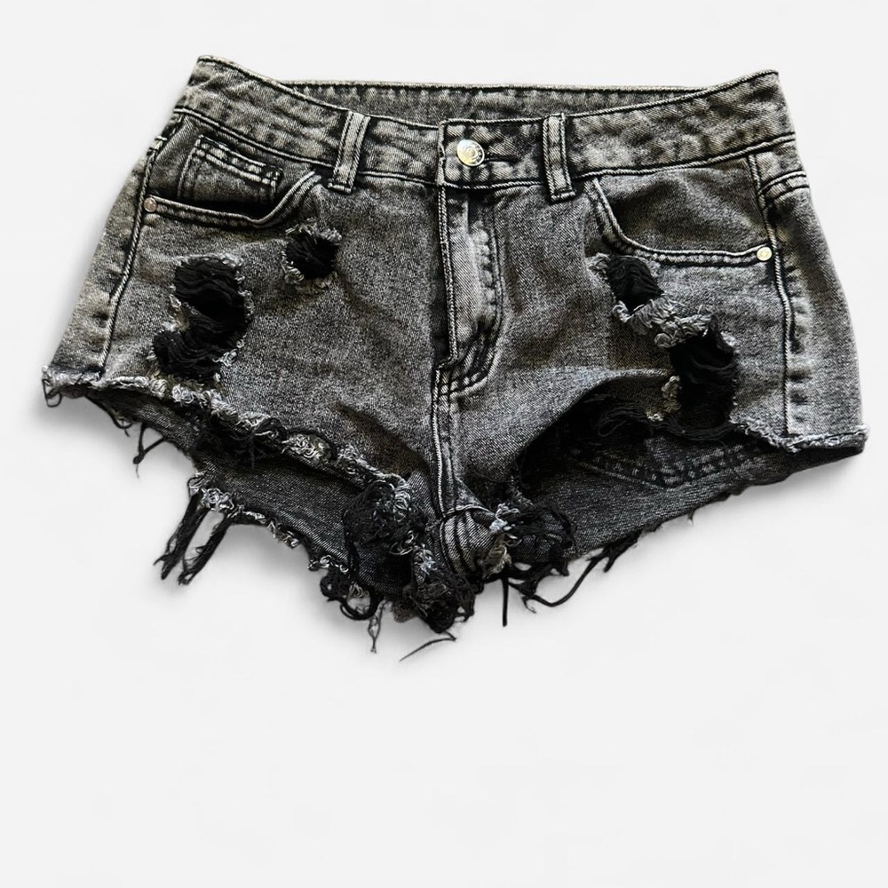 SHEIN Black Distressed Jean Shorts